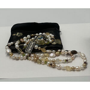 Honora Sterling Silver White & Gold Pearl Crystal Quartz Necklace 38” NWT & Box